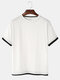 Mens Solid Color Patchwork Breathable Casual Loose O-Neck T-Shirts - White