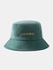 Unisex Corduroy Letter Embroidered Vintage Sunshade Bucket Hat - Green