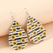 Trendy Daisy Sunflower Flower Butterfly Water Drop Earrings Lychee Printed Leather Earrings - 2