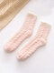 5 जोड़े महिला मूंगा ऊन मोटा ठोस रंग मोड़ सरल गर्मी जुराबें - गुलाबी