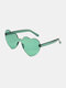 Women PC Heart-shaped Tinted One-piece Lens Anti-UV Decorative Sunglasses - Green