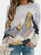 Landscape Print Long Sleeve Sweatshirt For Women - White