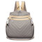 Women Oxford Multifunction Shoulder Bag School Bag Backpack - Khaki