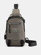 Men Nylon Fabric Casual Portable USB Charging Design Chest Bag Waterproof Daily Crossbody Bag - Khaki