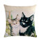 Cute Cat Printing Linen Cushion Cover Colorful Cats Pattern Decorative Throw Pillow Case For Sofa Pillowcase - #4