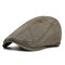 Men Adjustable Cotton Solid Color Beret Cap Sunshade Casual Outdoors Peaked Forward Hat - Green