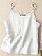 Camisola informal con tirantes finos de color liso para mujer - Blanco