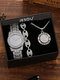 Hip Hop Temperament Full Diamond Steel Band Quartz Watch Rhinestone Bracelet Necklace Set - Silver