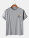 Mens Solid Color Rainbow Print Breathable & Thin O-Neck T-Shirts - Grey