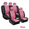9Pcs/Set PU Leather Car Seat Detachable Covers Front Bucket Full Set Protector - Pink