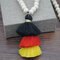 Bohemian Hit color Three-layer Stereoscopic Tassel Pendant Necklace Handmade Wooden Beaded Long Sweater Chain - Black