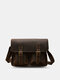 Ekphero PU Leather Vintage Large Capacity Crossbody Bag Multi Pocket Durable Messenger Shoulder Bag - Coffee