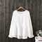 Solid color Babydoll Loose casual long sleeve shirt - White