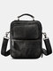 Menico Men's Microfiber Messenger Bag Vintage Casual Military Solid Color Multifunctional Organize - Black