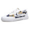 Men Fashion Stitching Pattern Comfy Wearable Casual Court Sneakers - White Yellow