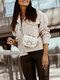 Solid Color Lapel Collar Long Sleeve Pocket Button Woolen Jacket - Beige
