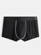 Men Mesh Pouch Liner Boxer Briefs Nylon Ice Silk Cool Full Rise Pure Color Underwear - Black