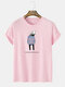 Mens Funny Fish Figure Print Street Short Sleeve T-Shirts - Pink