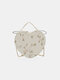 Women Floral Chain Embroidery Heart-shaped Bag Satchel Bag Shoulder Bag Handbag - White
