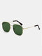 Men Metal Full Square Frame Double Bridge UV Protection Simple Fashion Sunglasses - Green