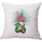 Funda de almohada de lino Flamingo Patrón Hojas tropicales verdes acuarela Monstera Hoja Palm Aloha - #18