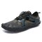 Large Size Men Fabric Slip Resistant Elastic Lace Hiking Casual Beach Water Shoes - Grey