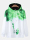 Mens Starry Sky Figure Print Casual Overhead Hoodies With Pouch Pocket - Green