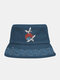 Unisex Polyester Cotton Fairy Crane Auspicious Clouds Pattern Print Ethnic Vintage Bucket Hat - Blue
