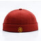 Men & Women Vintage Brimless Cap Adjustable Embroidery Skull Cap Warm Rolled Skull Cap Chinese Enlightenment - Red