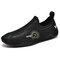 Men Microfiber Leather Non Slip Daily Slip On Casual Driving Shoes - Black