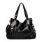 Women Faux Leather Tassel Soft Leather Handbags Solid Casual Crossbody Bags - Black