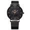 SK Fashion Quartz WristWatch Round Dial Simple Indicator Stainless Steel Strap Watch for Women - Black