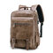 Faux Leather Large Capacity Laptop Bag Backpack For Men - Khaki