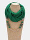 Vintage Beaded Chain Pendant Solid Color Chiffon Resin Neck Sun Protection Scarf Necklace - Green