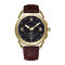 Luminous Display Small Seconds Dial Leather Band Gold Metal Case Men Quartz Watch - 01