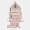 Women 3PCS Solid Bag Backpack Casual School Bag - Pink