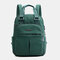 Women Canvas Multifunction Waterproof Casual Patchwork Backpack - Dark Green