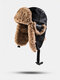 Men PU Faux Rabbit Fur Solid Color Autumn Winter Warmth Ear Protection Windproof Trapper Hat - Camel