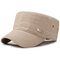 Men Vogue Vintage Adjustable Windproof Cotton Washed Flat Cap Simple Style Outdoor Casual Sun Hat - Khaki