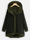 Patchwork Fleece Hooded Plus Size Women Winter Coat - Green