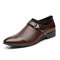 Large Size Men Stylish Cap Toe Slip On Business Formal Dress Shoes - Brown