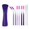 Portable 304 Stainless Steel Straw Set Spray Paint With Silicone Head Straw Environmentally Friendly - Purple