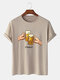 Mens Beer Cheers Graphic Crew Neck Cotton Short Sleeve T-Shirts - Khaki