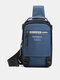 Men Nylon Fabric Casual Portable USB Charging Design Chest Bag Waterproof Daily Crossbody Bag - Blue