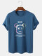 Mens Letter Bear Graphics 100% Cotton Short Sleeve T-Shirt - Blue