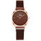 Trendy Classic Women Wristwatch Rose Gold Case Round Dial Full Alloy Quartz Watches - Dark Brown