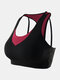 Plus Size Patchwork Full Cup Fitness Wireless Breathable Sport Bras - Red