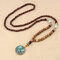 Ethnische blaue Perlen Halskette Long-Style Anhänger Halskette für Damen Männer - 02