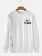 Mens Cartoon Panda Japanese Print Crew Neck Pullover Sweatshirts - White