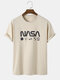 Mens 100% Cotton NASA & Planet Print Short Sleeve T-Shirt - Apricot
